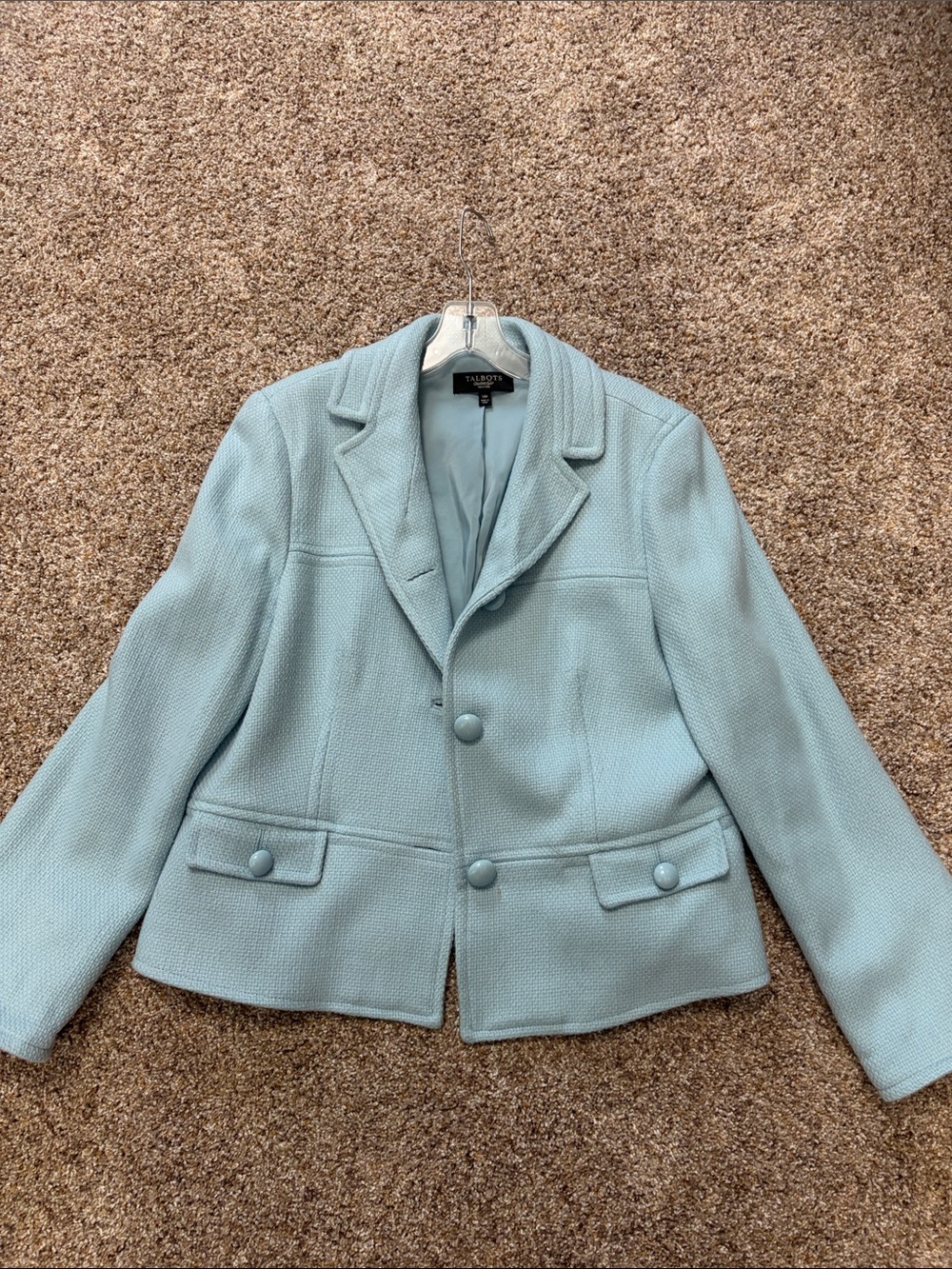 Talbots Powder Blue Textured Button-Front Blazer - Picture 1 of 3